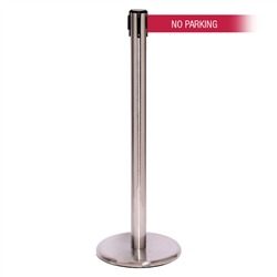 QueuePro 250 Xtra, Satin Stainless, Barrier with 3" wide 11' NO PARKING Belt