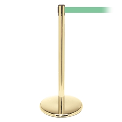 QueuePro 300, Polished Brass, Barrier with 16' Light Green Belt