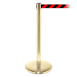 QueuePro 300, Polished Brass, Barrier with 16' Red/Black Diagonal Belt