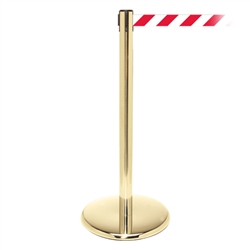 QueuePro 300, Polished Brass, Barrier with 16' Red/White Diagonal Belt