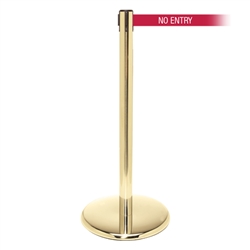 QueuePro 300, Polished Brass, Barrier with 16' NO ENTRY Belt