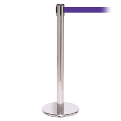 QueuePro 300, Polished Chrome, Barrier with 16' Purple Belt