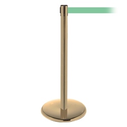 QueuePro 300, Satin Brass, Barrier with 16' Light Green Belt