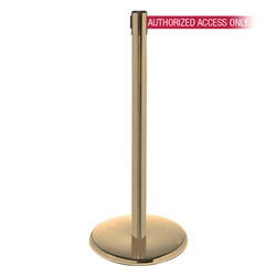 QueuePro 300, Satin Brass, Barrier with 16' AUTHORIZED ACCESS ONLY - RED Belt