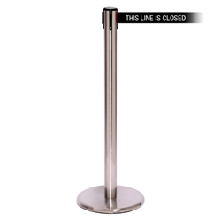 QueuePro 300, Satin Chrome, Barrier with 16' THIS LINE IS CLOSED Belt