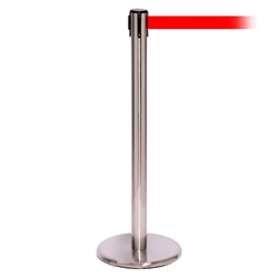 QueuePro 300, Satin Chrome, Barrier with 16' Red Belt