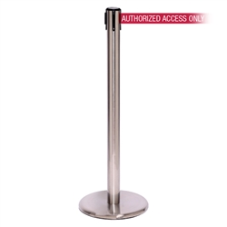 QueuePro 300, Satin Chrome, Barrier with 16' AUTHORIZED ACCESS ONLY - RED Belt