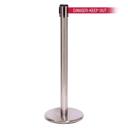 QueuePro 300, Satin Chrome, Barrier with 16' DANGER-KEEP OUT - RED Belt