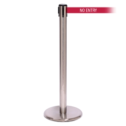 QueuePro 300, Satin Chrome, Barrier with 16' NO ENTRY Belt
