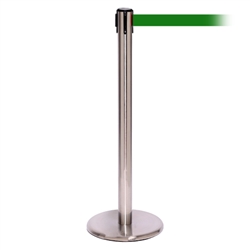 QueuePro 300, Satin Stainless, Barrier with 16' Green Belt
