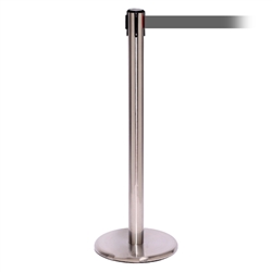 QueuePro 300, Satin Stainless, Barrier with 16' Gray Belt