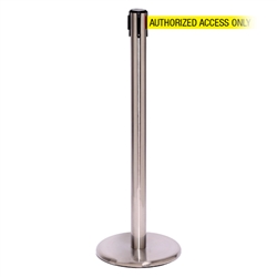 QueuePro 300, Satin Stainless, Barrier with 16' AUTHORIZED ACCESS ONLY Belt