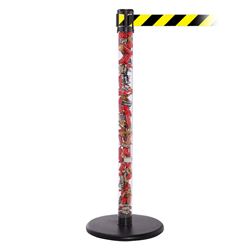 QueuePro 250 Clear, Black, Barrier with transparent tube 11' Yellow/Black Diagonal Belt