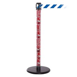 QueuePro 250 Clear, Coke Cans, Barrier with transparent tube 11' Blue/White Diagonal Belt