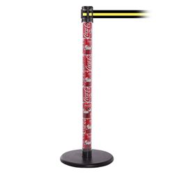 QueuePro 250 Clear, Coke Cans, Barrier with transparent tube 11' Black/Yellow Stripe Belt