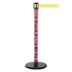 QueuePro 250 Clear, Coke Cans, Barrier with transparent tube 11' Yellow/Reflective Stripe Belt