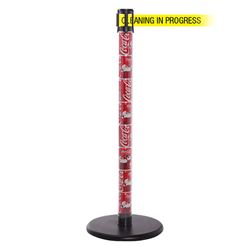 QueuePro 250 Clear, Coke Cans, Barrier with transparent tube 11' CLEANING IN PROGRESS Belt