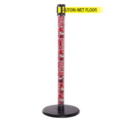 QueuePro 250 Clear, Coke Cans, Barrier with transparent tube 11' CAUTION-WET FLOOR Belt