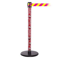 QueuePro 250 Clear, Coke Cans, Barrier with transparent tube 11' Magenta/Yellow Diagonal Belt