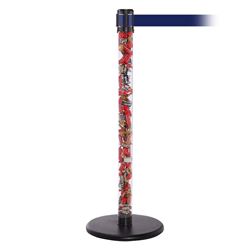 QueuePro 250 Clear, Polished Brass, Barrier with transparent tube 11' Navy Blue Belt