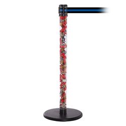 QueuePro 250 Clear, Polished Chrome, Barrier with transparent tube 11' Black/Blue Stripe Belt
