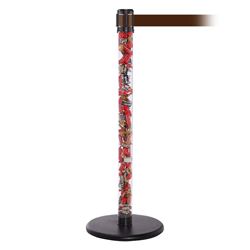 QueuePro 250 Clear, Polished Chrome, Barrier with transparent tube 11' Brown Belt