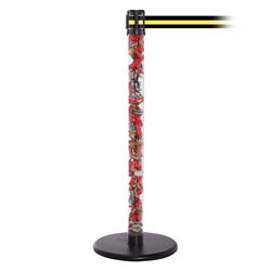 QueuePro 250 Clear, Polished Chrome, Barrier with transparent tube 11' Black/Yellow Stripe Belt