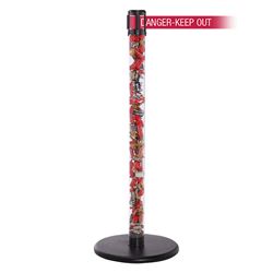 QueuePro 250 Clear, Polished Chrome, Barrier with transparent tube 11' DANGER-KEEP OUT - RED Belt