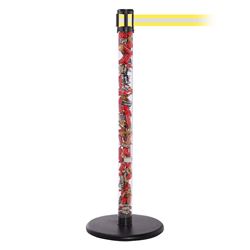 QueuePro 250 Clear, Polished Chrome, Barrier with transparent tube 11' Yellow/Reflective Stripe Belt