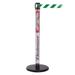 QueuePro 250 Clear, Paper Insert, Barrier with transparent tube 11' Green/White Diagonal Belt
