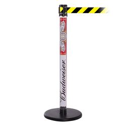 QueuePro 250 Clear, Paper Insert, Barrier with transparent tube 11' Yellow/Black Diagonal Belt