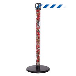 QueuePro 250 Clear, Polished Stainless, Barrier with transparent tube 11' Blue/White Diagonal Belt
