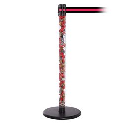 QueuePro 250 Clear, Polished Stainless, Barrier with transparent tube 11' Black/Red Stripe Belt