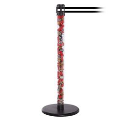 QueuePro 250 Clear, Polished Stainless, Barrier with transparent tube 11' Black/White Stripe Belt