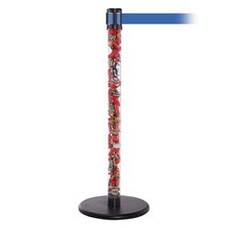 QueuePro 250 Clear, Polished Stainless, Barrier with transparent tube 11' Light Blue Belt