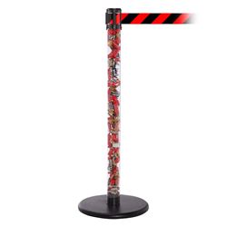 QueuePro 250 Clear, Polished Stainless, Barrier with transparent tube 11' Red/Black Diagonal Belt