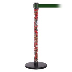 QueuePro 250 Clear, Satin Brass, Barrier with transparent tube 11' Dark Green Belt