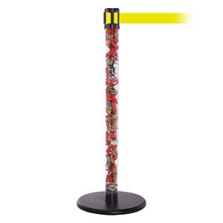 QueuePro 250 Clear, Satin Brass, Barrier with transparent tube 11' Fluorescent Yellow Belt