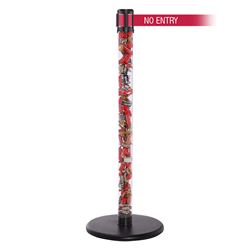QueuePro 250 Clear, Satin Brass, Barrier with transparent tube 11' NO ENTRY Belt