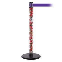 QueuePro 250 Clear, Satin Chrome, Barrier with transparent tube 11' Purple Belt