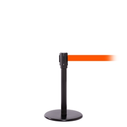 QueuePro 200 Mini, Black, Barrier with 11' Fluorescent Orange Belt