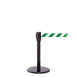 QueuePro 200 Mini, Black, Barrier with 11' Green/White Diagonal Belt