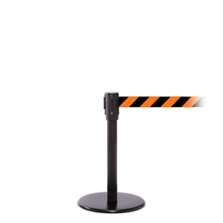 QueuePro 200 Mini, Black, Barrier with 11' Orange/Black Diagonal Belt