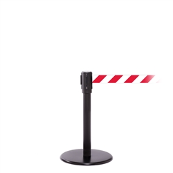 QueuePro 200 Mini, Black, Barrier with 11' Red/White Diagonal Belt