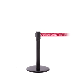 QueuePro 200 Mini, Black, Barrier with 11' CAUTION-DO NOT ENTER - RED Belt