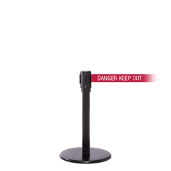 QueuePro 200 Mini, Black, Barrier with 11' DANGER-KEEP OUT - RED Belt