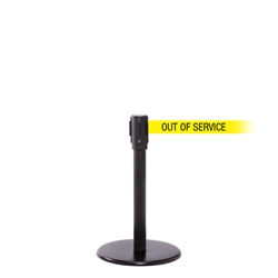 QueuePro 200 Mini, Black, Barrier with 11' OUT OF SERVICE Belt