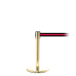 QueuePro 200 Mini, Polished Brass, Barrier with 11' Black/Red Stripe Belt