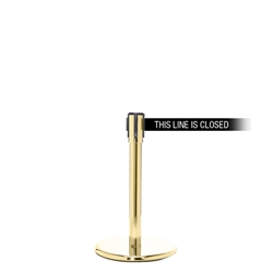 QueuePro 200 Mini, Polished Brass, Barrier with 11' THIS LINE IS CLOSED Belt