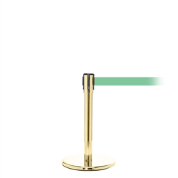 QueuePro 200 Mini, Polished Brass, Barrier with 11' Light Green Belt